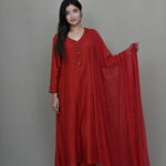 Crimson Red French knot Suit set