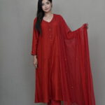 Crimson Red French knot Suit set