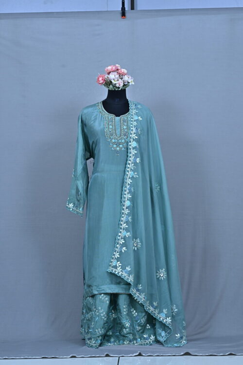 GOTA PATTI SHARARA SET Aqua Blue