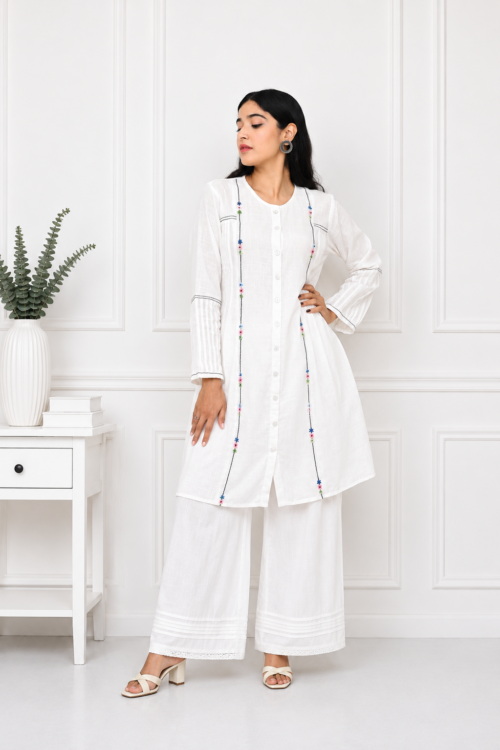 white french Knot work  Coord set