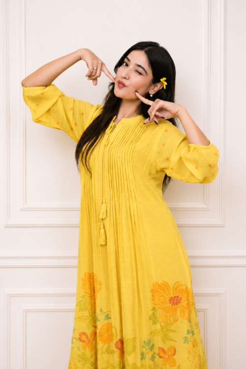 Marigold Yellow Floral CONTEMPORARY DRESS