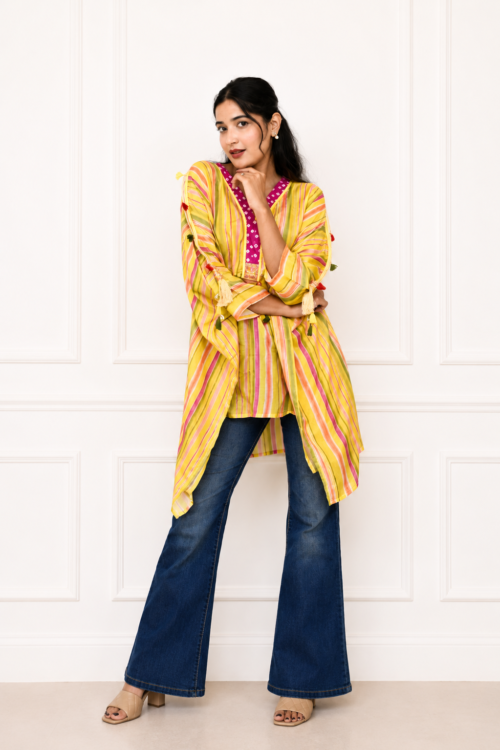 Multi Colour Stripes Short Kaftan